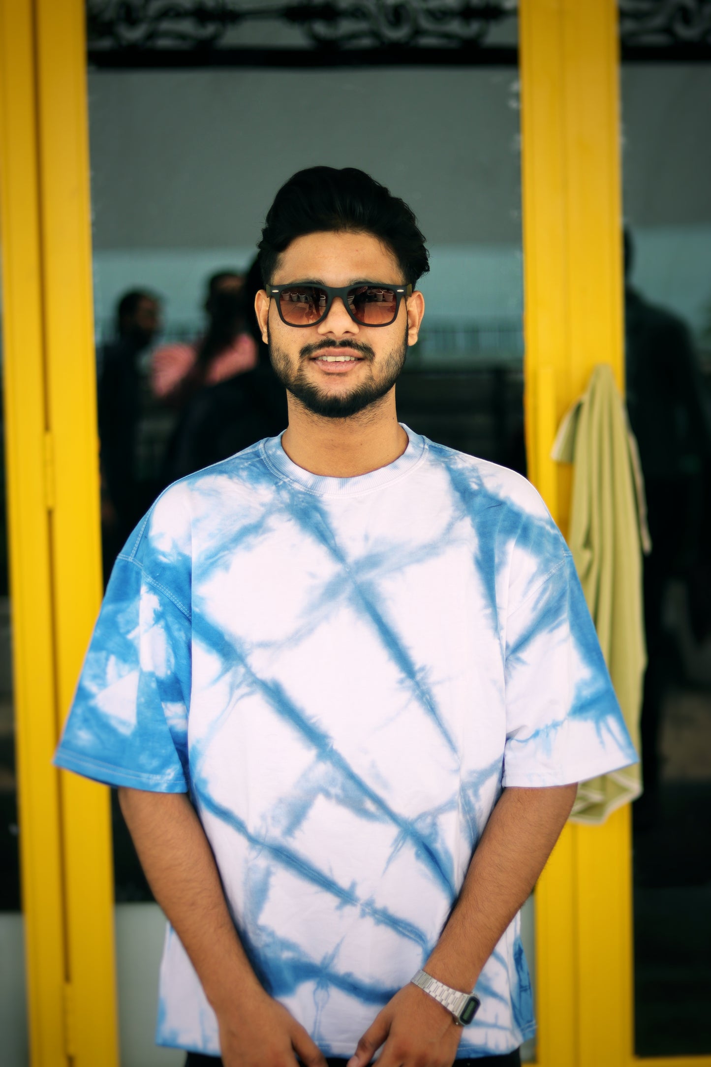 White Blue Tye Dye Oversized Tee